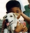 Thai boy and dog.